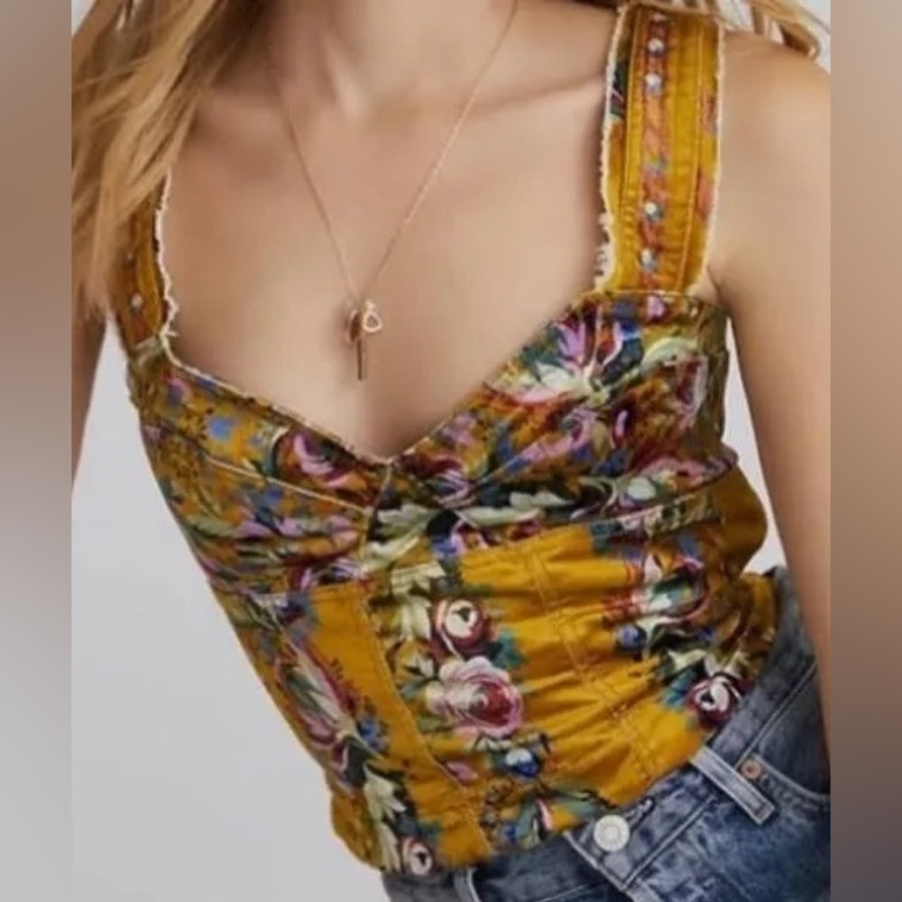 Anthropologie Pilcro Corset-Seamed Tank Size 2